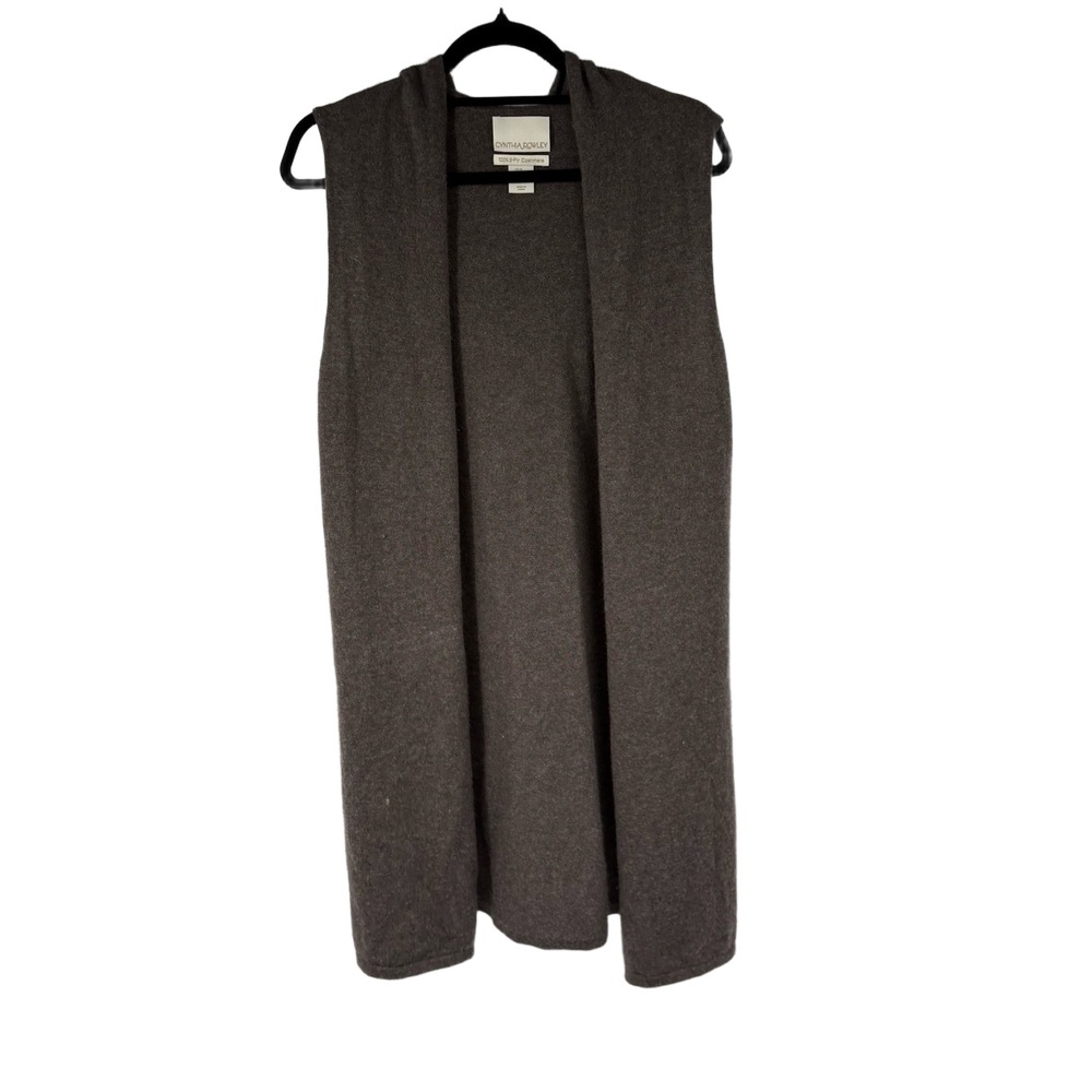 Cynthia Rowley Vest Womens M 2-ply Cashmere Cashmere Sleeveless Open Front Brown